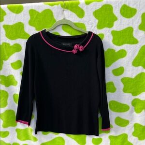 VINTAGE Finity Black Sweater with Pink Accents